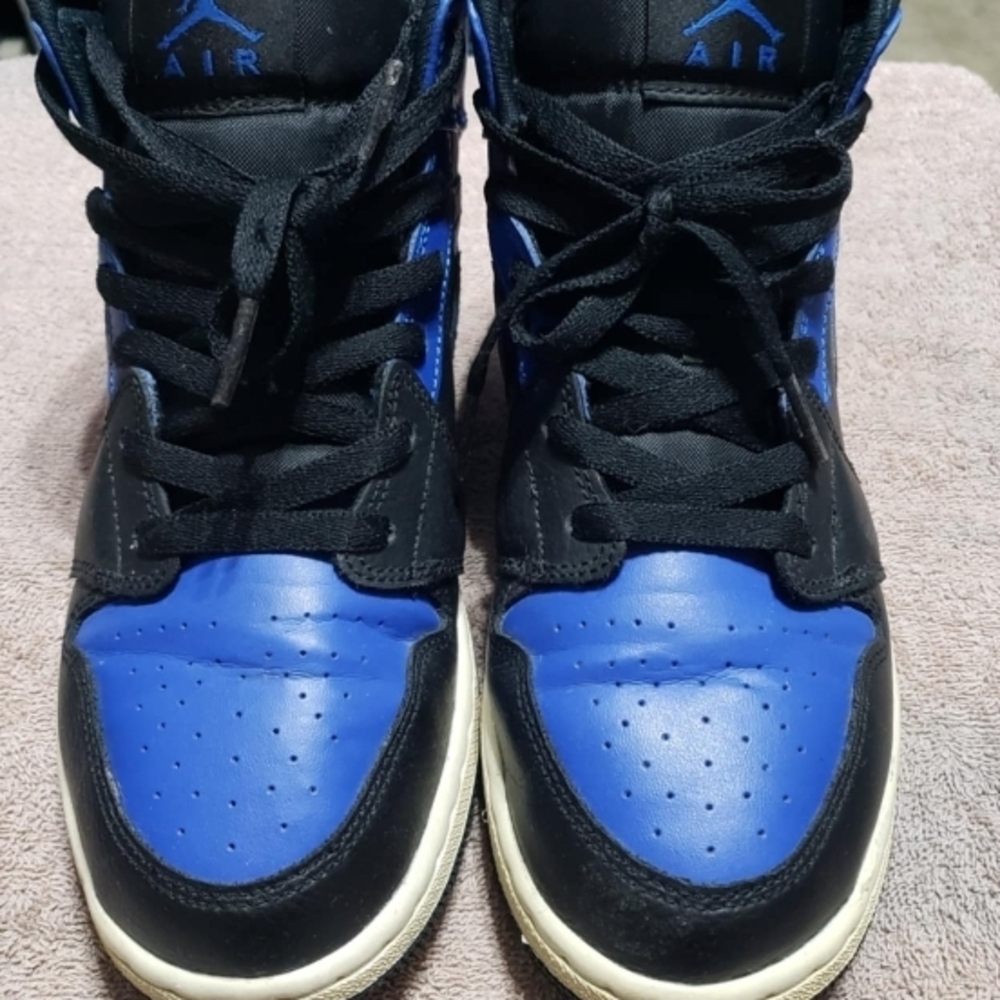 Jordan Black and Blue Athletic Shoes